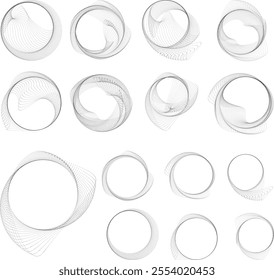 Dots in blob Form . Rotate dots circles Vector Illustration .Lots of halftones form a ring . Design element . Various halftone dots forming round frame . Liquid blob shape.Abstract Geometric dot art 