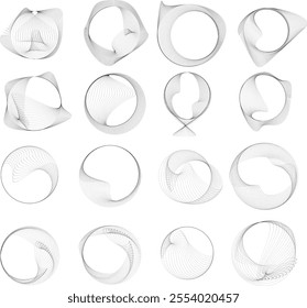 Dots in blob Form . Rotate dots circles Vector Illustration .Lots of halftones form a ring . Design element . Various halftone dots forming round frame . Liquid blob shape.Abstract Geometric dot art 