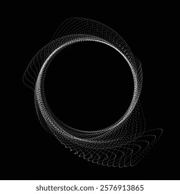 Dots in blob Form . Rotate dots circles Vector Illustration .Lots of halftones form a ring . Design element . Various halftone dots forming round frame . Liquid blob shape.Abstract Geometric dot art 