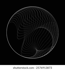 Dots in blob Form . Rotate dots circles Vector Illustration .Lots of halftones form a ring . Design element . Various halftone dots forming round frame . Liquid blob shape.Abstract Geometric dot art 