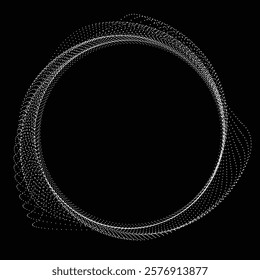 Dots in blob Form . Rotate dots circles Vector Illustration .Lots of halftones form a ring . Design element . Various halftone dots forming round frame . Liquid blob shape.Abstract Geometric dot art 