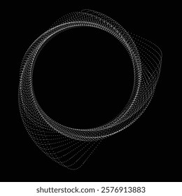 Dots in blob Form . Rotate dots circles Vector Illustration .Lots of halftones form a ring . Design element . Various halftone dots forming round frame . Liquid blob shape.Abstract Geometric dot art 