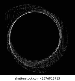 Dots in blob Form . Rotate dots circles Vector Illustration .Lots of halftones form a ring . Design element . Various halftone dots forming round frame . Liquid blob shape.Abstract Geometric dot art 