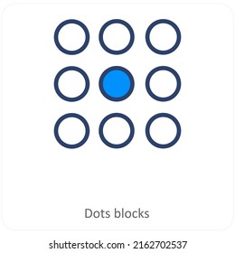 Dots Block And Square Icon Concept