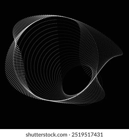 Pontos em forma de círculo . Forma arredondada pontilhada Ilustração vetorial . Muitos meios-tons formam um anel . Elemento de design . Vários pontos de meio-tom formando moldura redonda . Ponto geométrico abstrato .