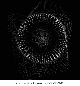 Pontos em forma de círculo . Forma arredondada pontilhada Ilustração vetorial . Muitos meios-tons formam um anel . Elemento de design . Vários pontos de meio-tom formando moldura redonda . Ponto geométrico abstrato .