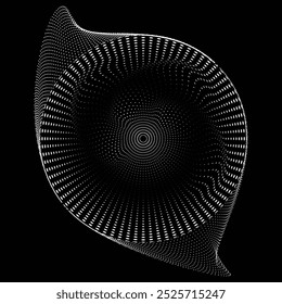 Pontos em forma de círculo . Forma arredondada pontilhada Ilustração vetorial . Muitos meios-tons formam um anel . Elemento de design . Vários pontos de meio-tom formando moldura redonda . Ponto geométrico abstrato .