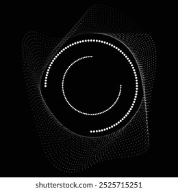 Pontos em forma de círculo . Forma arredondada pontilhada Ilustração vetorial . Muitos meios-tons formam um anel . Elemento de design . Vários pontos de meio-tom formando moldura redonda . Ponto geométrico abstrato .