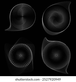 Pontos em forma de círculo . Forma arredondada pontilhada Ilustração vetorial . Muitos meios-tons formam um anel . Elemento de design . Vários pontos de meio-tom formando moldura redonda . Ponto geométrico abstrato .