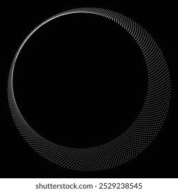 Pontos em forma de círculo . Forma arredondada pontilhada Ilustração vetorial . Muitos meios-tons formam um anel . Elemento de design . Vários pontos de meio-tom formando moldura redonda . Ponto geométrico abstrato 