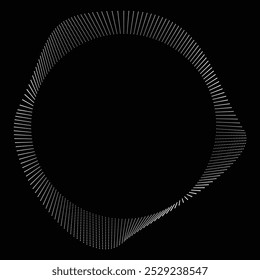 Dots in Circle Form . Dotted rounded shape Vector Illustration .Lots of halftones form a ring . Design element . Various halftone dots forming round frame . Abstract Geometric dot art 