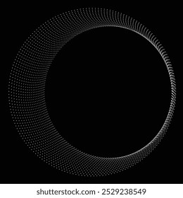 Pontos em forma de círculo . Forma arredondada pontilhada Ilustração vetorial . Muitos meios-tons formam um anel . Elemento de design . Vários pontos de meio-tom formando moldura redonda . Ponto geométrico abstrato 