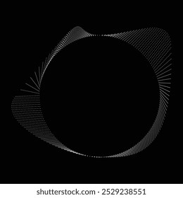 Dots in Circle Form . Dotted rounded shape Vector Illustration .Lots of halftones form a ring . Design element . Various halftone dots forming round frame . Abstract Geometric dot art 