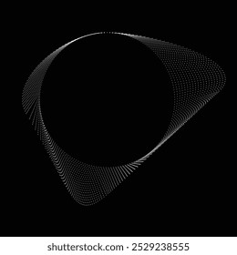 Pontos em forma de círculo . Forma arredondada pontilhada Ilustração vetorial . Muitos meios-tons formam um anel . Elemento de design . Vários pontos de meio-tom formando moldura redonda . Ponto geométrico abstrato 