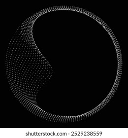 Pontos em forma de círculo . Forma arredondada pontilhada Ilustração vetorial . Muitos meios-tons formam um anel . Elemento de design . Vários pontos de meio-tom formando moldura redonda . Ponto geométrico abstrato 