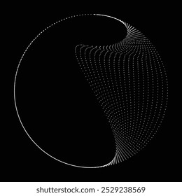 Pontos em forma de círculo . Forma arredondada pontilhada Ilustração vetorial . Muitos meios-tons formam um anel . Elemento de design . Vários pontos de meio-tom formando moldura redonda . Ponto geométrico abstrato 