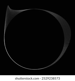 Pontos em forma de círculo . Forma arredondada pontilhada Ilustração vetorial . Muitos meios-tons formam um anel . Elemento de design . Vários pontos de meio-tom formando moldura redonda . Ponto geométrico abstrato 