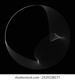 Dots in Circle Form . Dotted rounded shape Vector Illustration .Lots of halftones form a ring . Design element . Various halftone dots forming round frame . Abstract Geometric dot art 