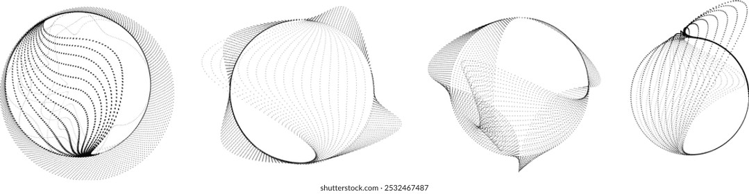 Dots in Circle Form . Dotted rounded shape Vector Illustration .Lots of halftones form a ring . Design element . Various halftone dots forming round frame . Abstract Geometric dot art 