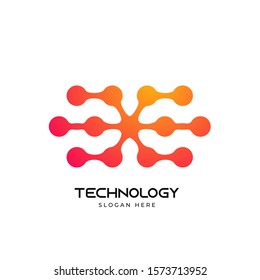 Dots circle technology connection logo vector design template