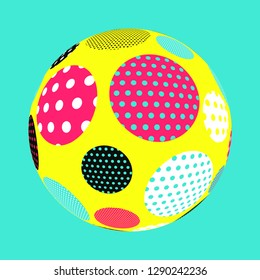 dots circles ball in multicolor pop shades on blue