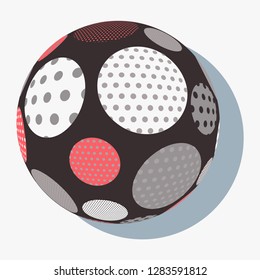 dots circles ball in retro brown red on white background