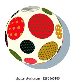 dots circles ball in retro ivory green on white background