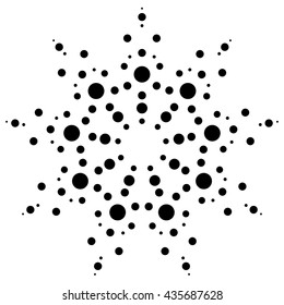Dots, circles radial, radiating motif, element. Abstract minimal halftone, pointillist design
