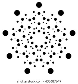 Dots, circles radial, radiating motif, element. Abstract minimal halftone, pointillist design