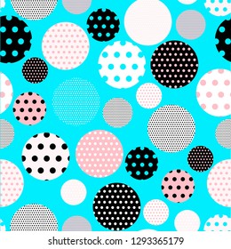 dots circles seamless tile in blue pink shades
