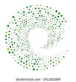Dots, circles spiral, swirl, twirl. Circular speckles, stipples illustration. Pointillist, pointillism, stippling art element