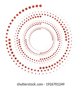 Dots, circles spiral, swirl, twirl. Circular speckles, stipples illustration. Pointillist, pointillism, stippling art element