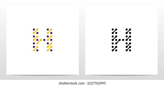 Dots Conected Diagonal Lines Letter Logo Design H