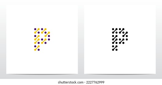 Dots Conected Diagonal Lines Letter Logo Design P