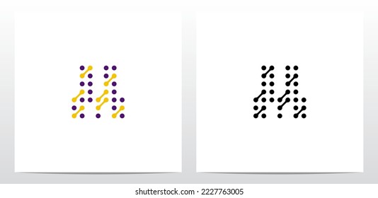 Dots Conected Diagonal Lines Letter Logo Design M