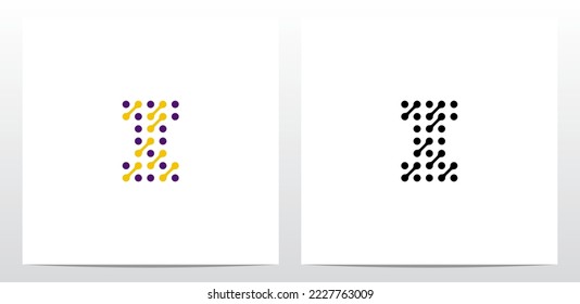 Puntos Líneas diagonales conectadas Letra diseño de logotipo I