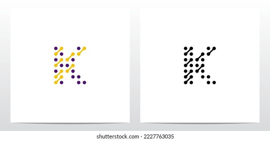 Dots Conected Diagonal Lines Letter Logo Design K