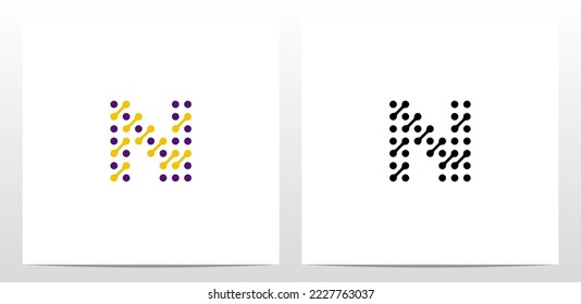 Dots Conected Diagonal Lines Letter Logo Design N