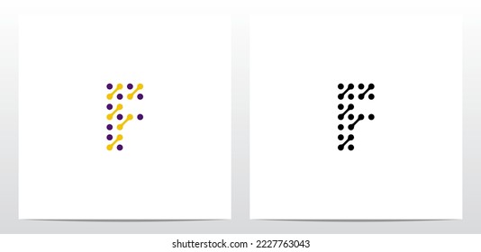 Puntos Líneas diagonales conectadas Letra diseño de logotipo F