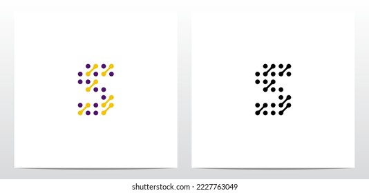 Dots Conected Diagonal Lines Letter Logo Design S