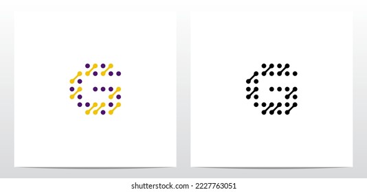 Dots Conected Diagonal Lines Letter Logo Design G