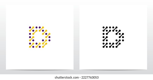 Dots Conected Diagonal Lines Letter Logo Design D