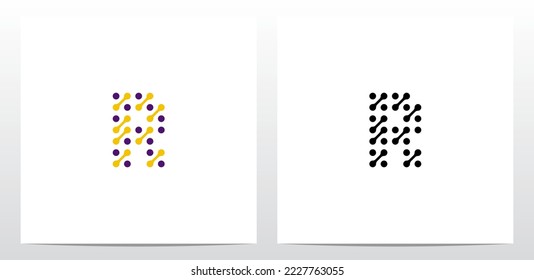 Dots Conected Diagonal Lines Letter Logo Design R