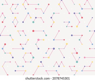 The dots are connected by lines to create various shapes. Simple pattern design template.