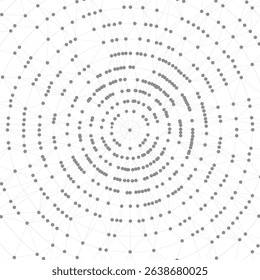 Dots connected by lines. Technology abstract background. Minimalist mesh backdrop. Abstract polygonal radial shape. Plexus circles. Neural network
