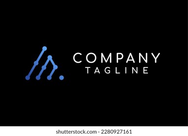 Dots Connected Diagonal Lines A Letter Logo Design