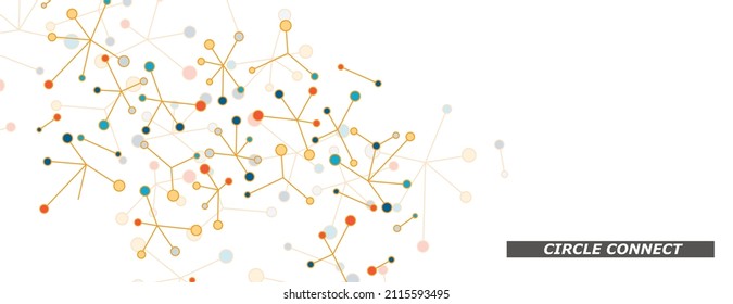 Dots with connections lines. Circle global connectivity design. Vector molecule illustration. Concept polygonal triangle