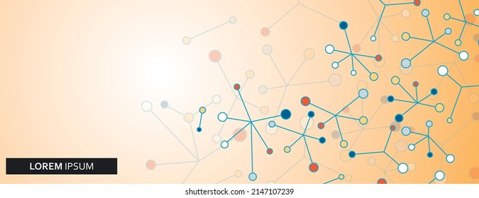 Dots with connections lines. Circle global connectivity design. Vector molecule illustration. Concept polygonal triangle
