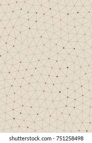 Dots with connections, seamless triangles pattern. Vector repeating texture.