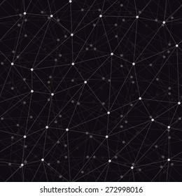 Dots with connections, triangles dark background